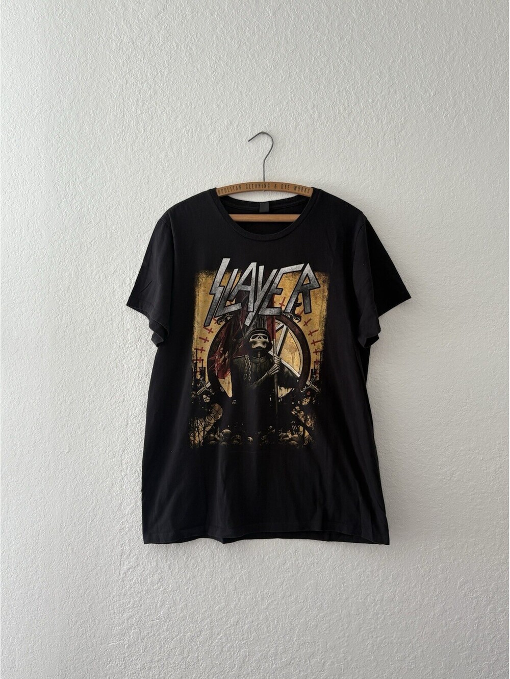 Slayer Y2K Band Skull Graphic Tee Black Crew Neck Short Sleeve Men's Size 2XL